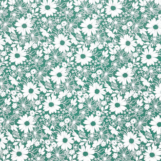 Juliette - Floral Toile Teal Yardage