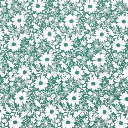 Juliette - Floral Toile Teal Yardage