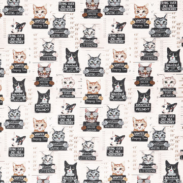 Cats - Cat Mugshots Beige Yardage Primary Image