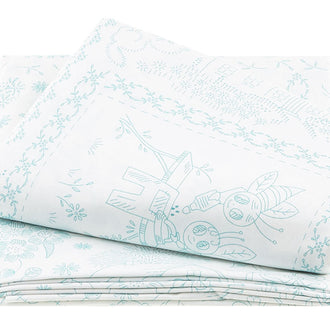 Vintage Embroidery Blue 108" Wide Backing 3 Yard Cut