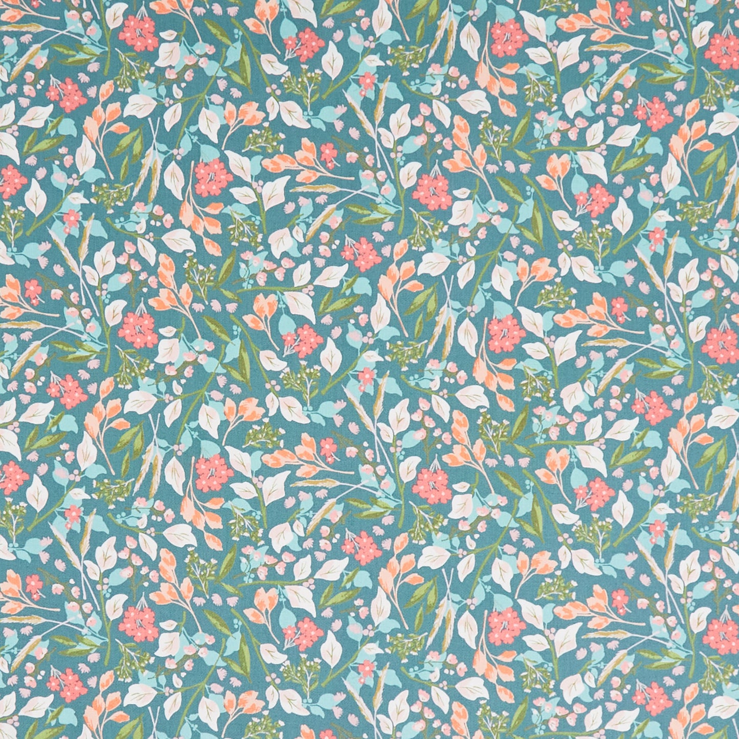 Blossom Lane - Floral Branches Teal Yardage Primary Image