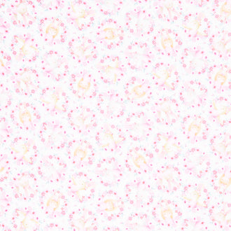 Ballet Bunnies - Cute Bunny Floral Heads Pink Yardage