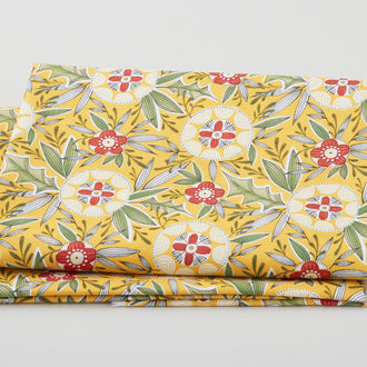 Love Santa - Fancy Floral Yellow 2 Yard Cut