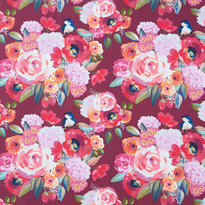 Poppies and Plumes - Large Floral Wine Yardage