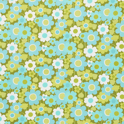 Flower Power - Groovy Garden Avocado Yardage