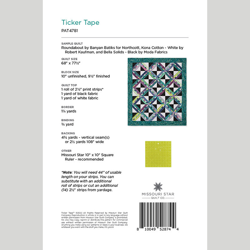 Digital Download - Ticker Tape Quilt Pattern by Missouri Star Alternative View #1
