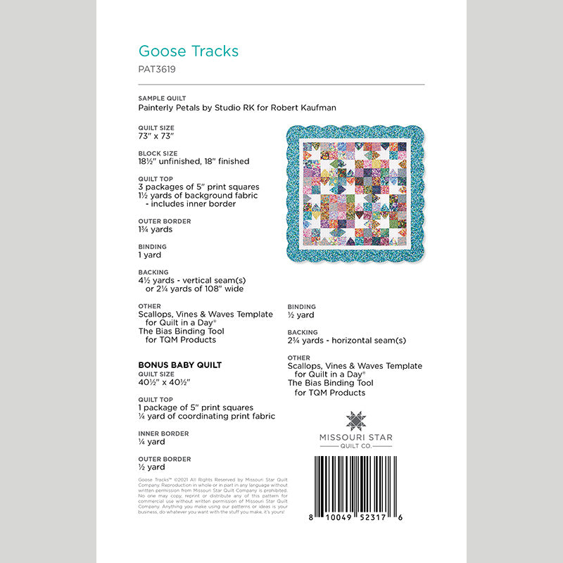 Digital Download - Goose Tracks Quilt Pattern by Missouri Star Alternative View #1