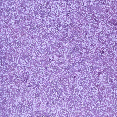 Tonga Batiks - Twilight Cute Floral Outline Doodles Purple Yardage