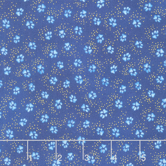 Kindred Canines - Paw Prints Royal Blue Metallic Yardage