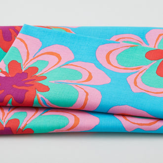 Kaffe Fassett Collective - February 2023 Funky Flora Aqua 2 Yard Cut