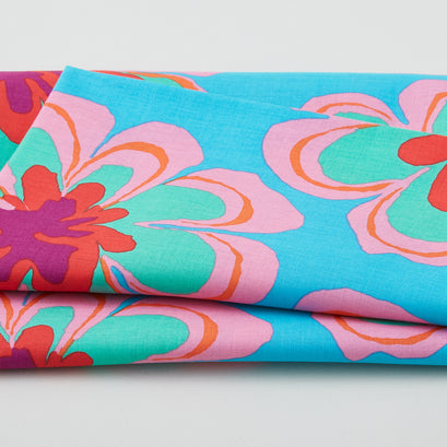 Kaffe Fassett Collective - February 2023 Funky Flora Aqua 2 Yard Cut