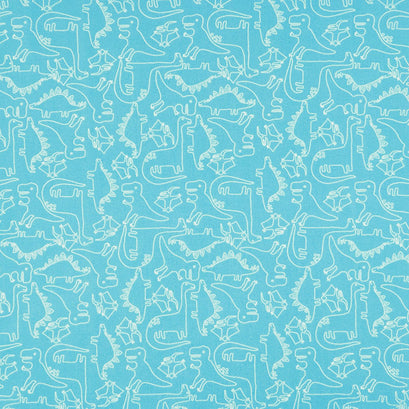 Stomp Stomp Roar - Dino Sketch Aqua Yardage