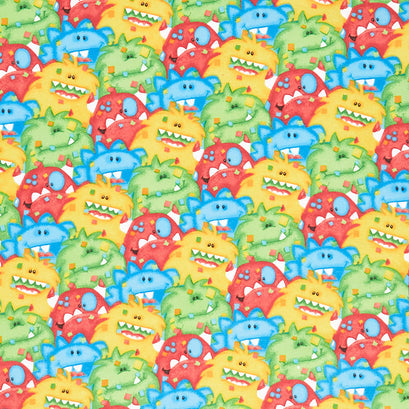 Comfy Flannel® - Packed Monsters Blue Yellow Yardage