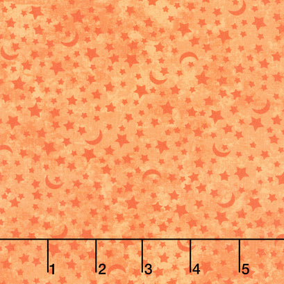 All Hallows Eve - Moon and Stars Orange Yardage