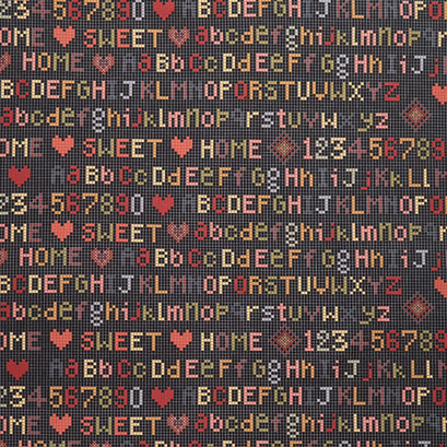Home Sweet Home - Alphabet Black Yardage