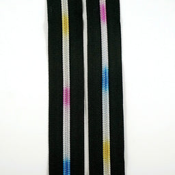 Emmaline #3 Zippers-by-the-Yard - Black with Rainbow Primary Image