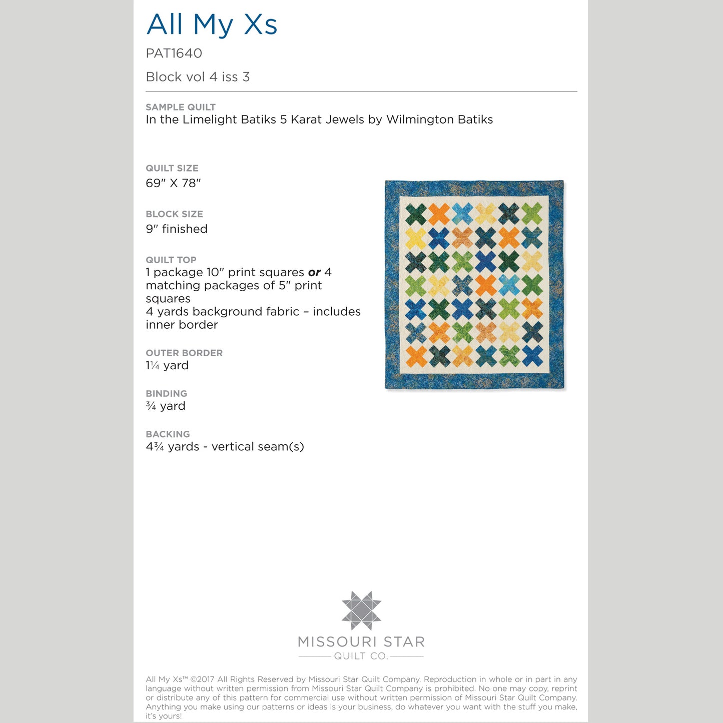 Digital Download - All My X's Pattern by Missouri Star Alternative View #1