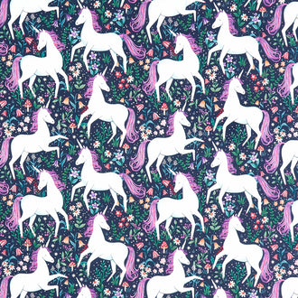 Unicorn Dreams - Large Unicorns Charcoal Yardage
