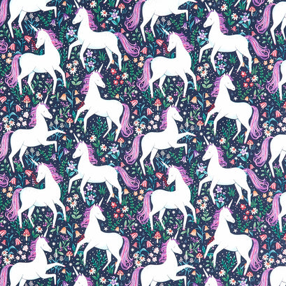 Unicorn Dreams - Large Unicorns Charcoal Yardage