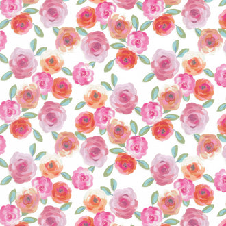 Poppies and Plumes - Floral White Yardage