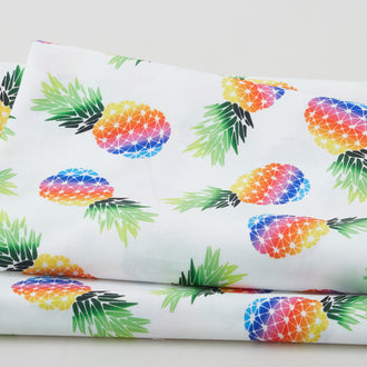 Let's Get Tropical - Party Pineapples White 2 Yard Cut
