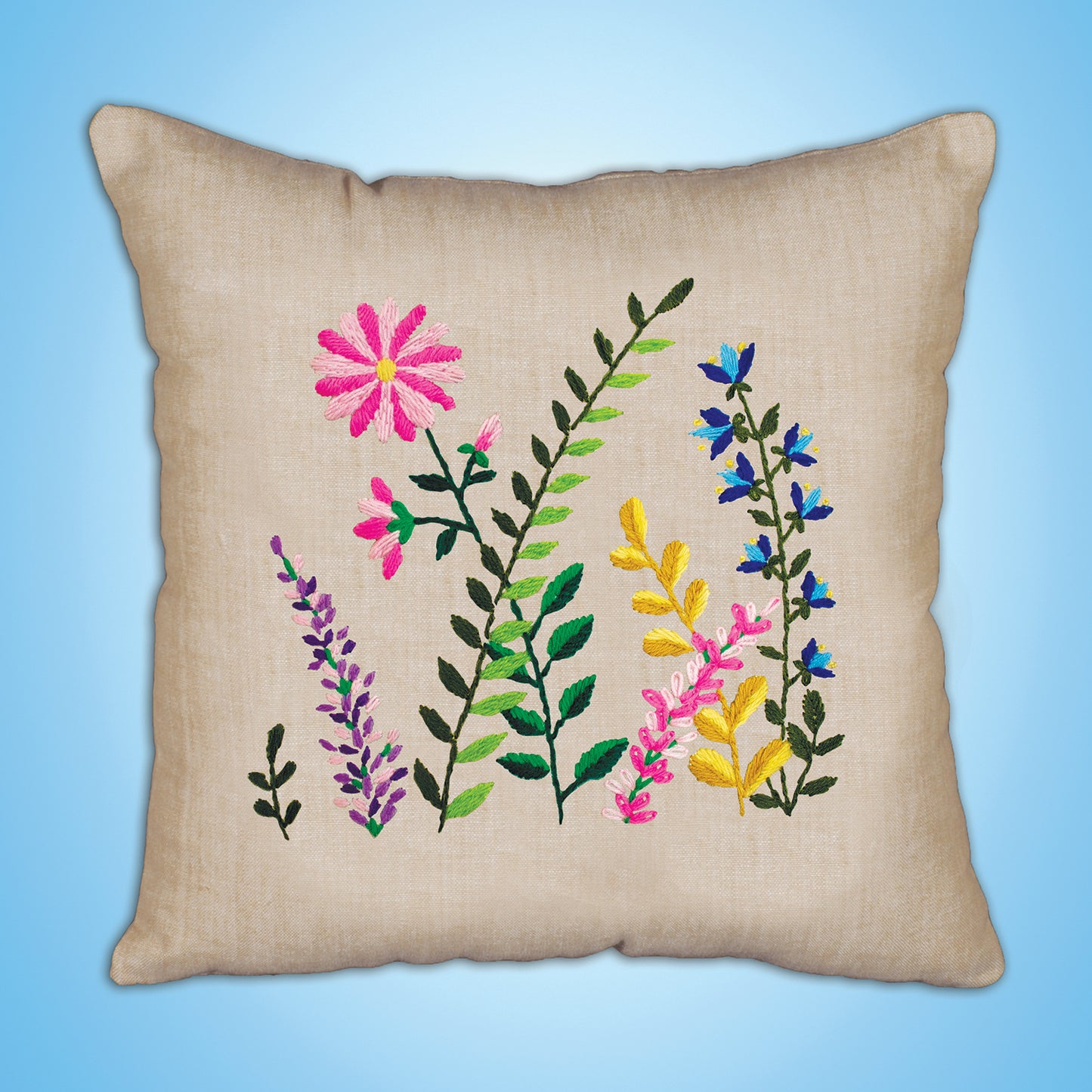 Wildflowers Crewel Embroidery Pillow Kit Primary Image