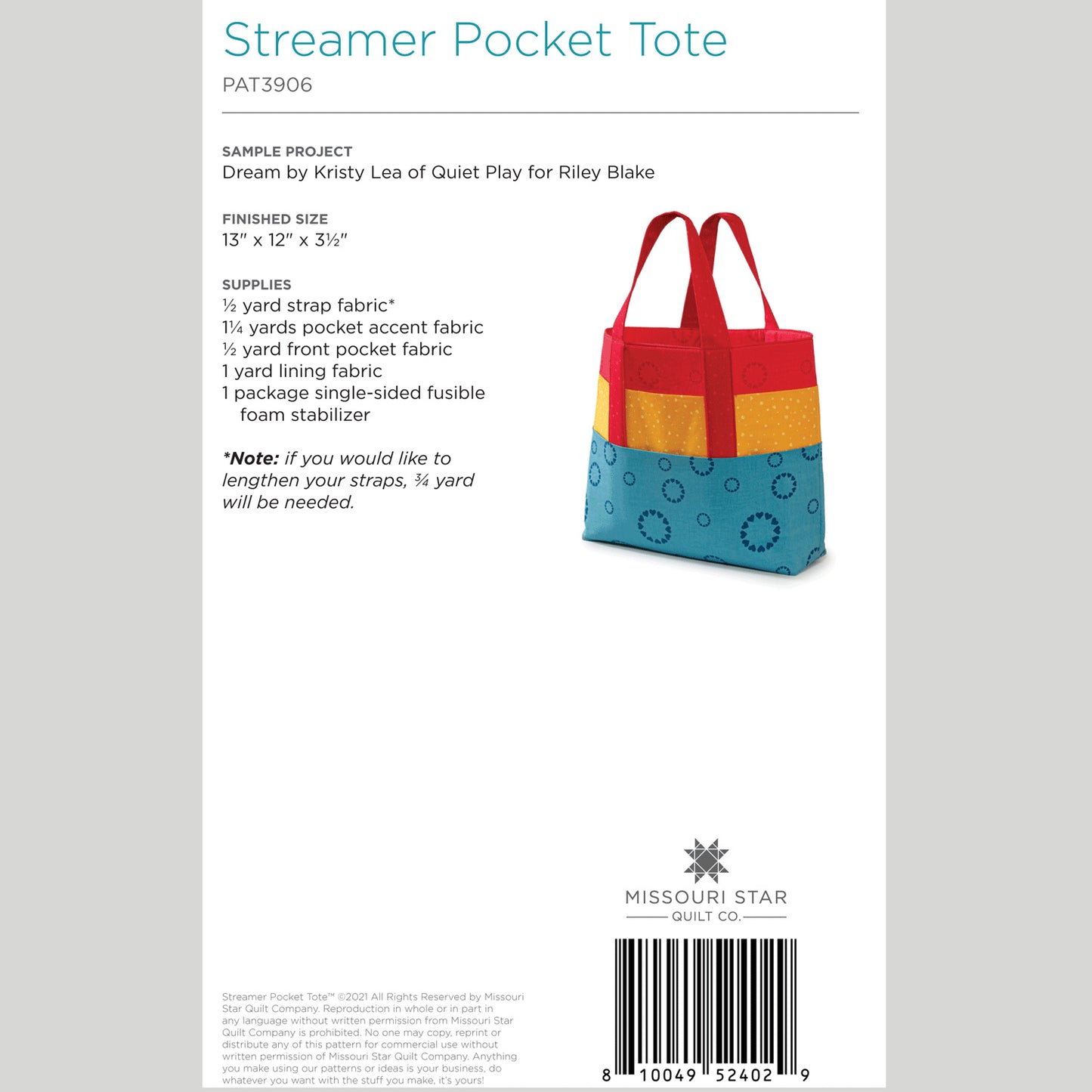 Digital Download - Streamer Pocket Tote Pattern by Missouri Star Alternative View #1