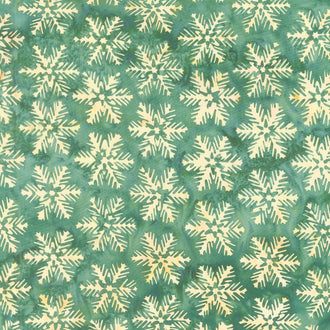 Holiday At Home Batiks - Snowflake Green Pineneedle Yardage