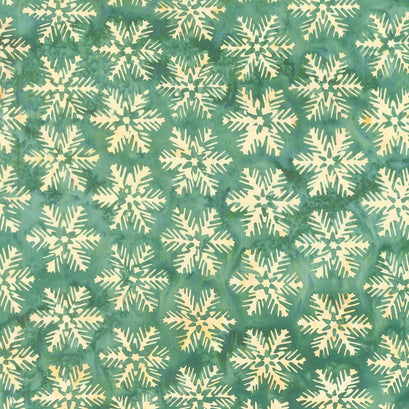 Holiday At Home Batiks - Snowflake Green Pineneedle Yardage