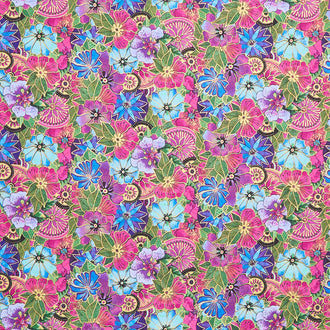 Earth Song - Packed Floral Dark Orchid Metallic Yardage