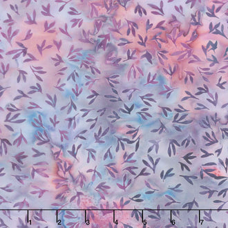 English Lavender Batiks - Mini Leaves Purple Urchin Yardage