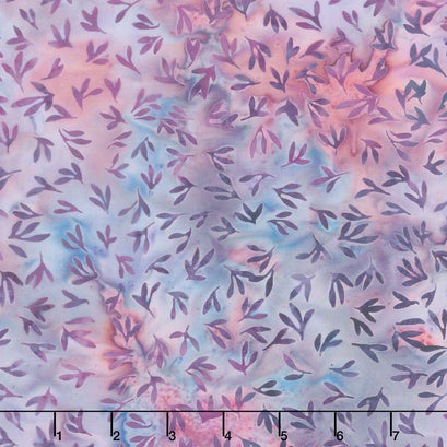 English Lavender Batiks - Mini Leaves Purple Urchin Yardage