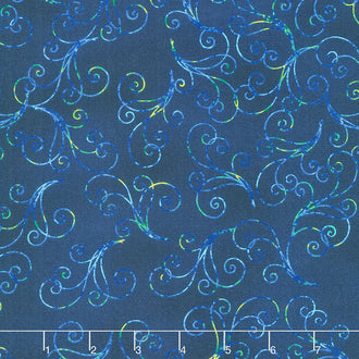 Waterlily Magic - Texture Swirl Navy Yardage