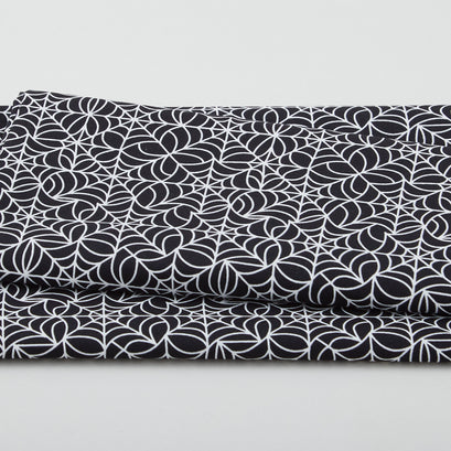 Spooky Friends -Spiderweb Glow Black One Yard Cut
