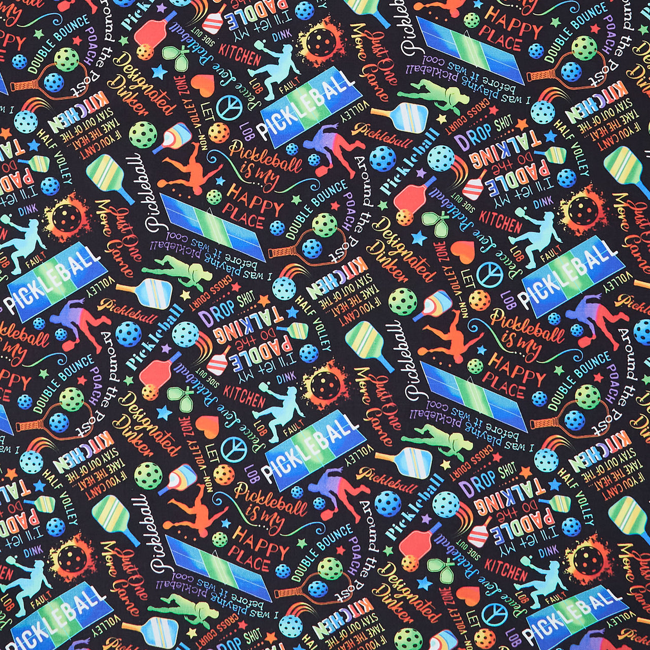 Novelty - Timeless Treasures - Pickleball Black Yardage Primary Image