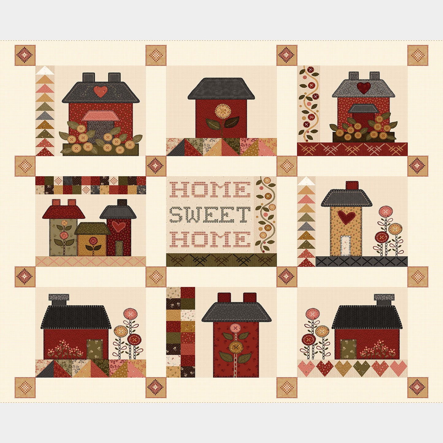 Home Sweet Home (Henry Glass) - Home Sweet Home Cream Panel Yardage Primary Image