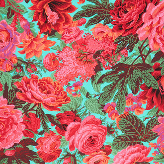 Kaffe Fassett Collective - February 2023 - Floral Burst Maroon Yardage