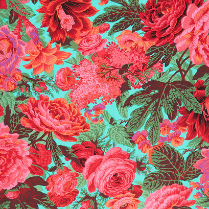 Kaffe Fassett Collective - February 2023 - Floral Burst Maroon Yardage