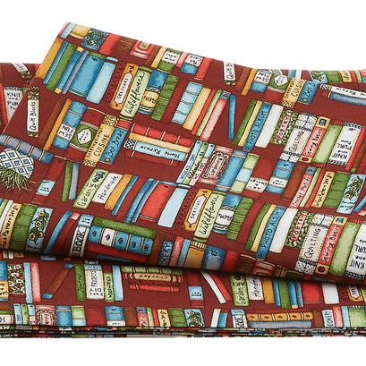 Readerville - Book Shelves Red 2 Yard Cut