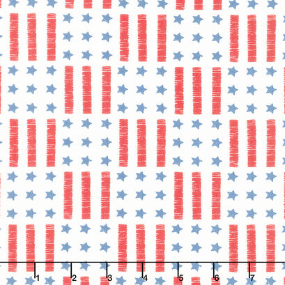 Land of the Brave - Stars and Stripes Cream Yardage