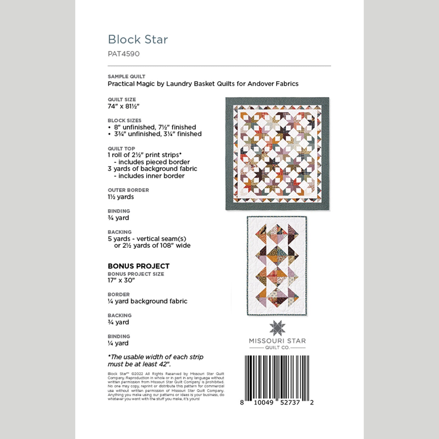 Digital Download - Block Star Quilt Pattern by Missouri Star Alternative View #1