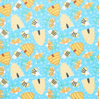 Comfy Flannel® - Bees & Hives Blue Yardage