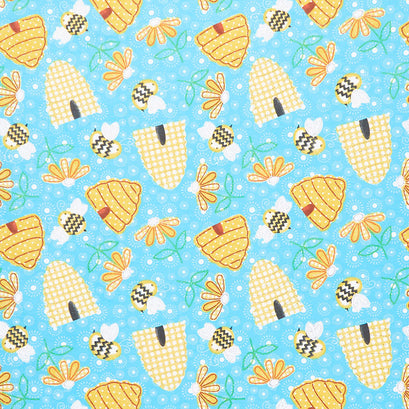 Comfy Flannel® - Bees & Hives Blue Yardage