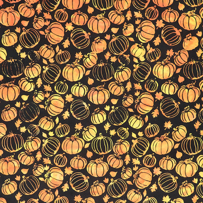 Hocus Pocus Batiks - Pumpkins Black Yardage