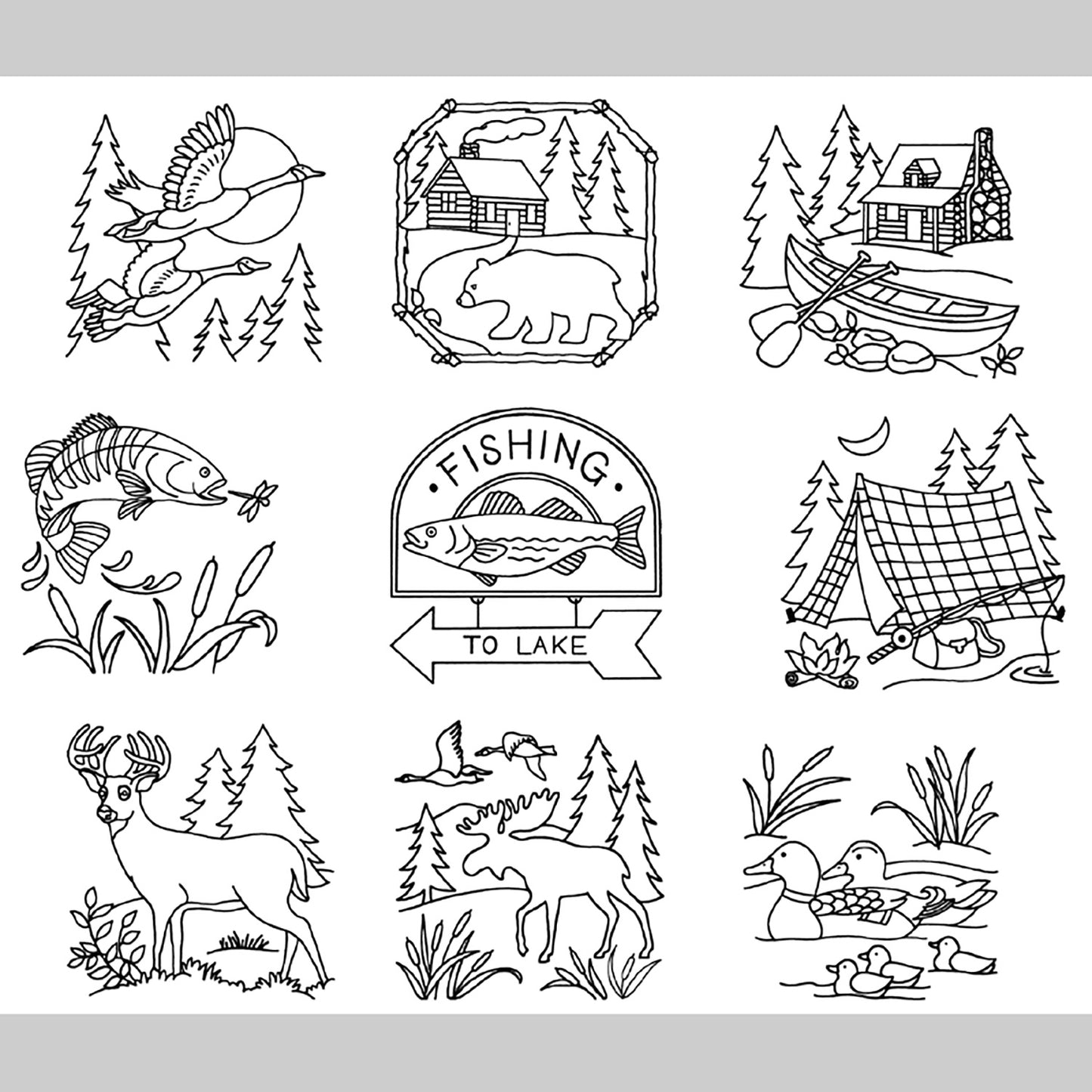 Aunt Martha's Northwoods Lodge Iron-On Embroidery Pattern Alternative View #2