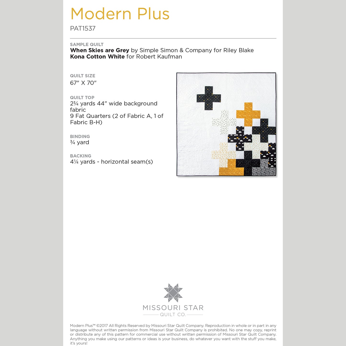 Digital Download - Modern Plus Quilt Pattern by Missouri Star Alternative View #1