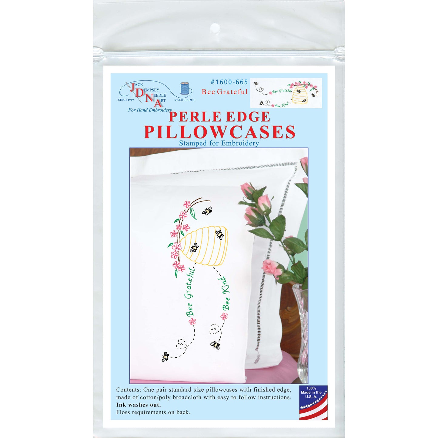 Bee Grateful Embroidery Pillowcase Set Alternative View #2