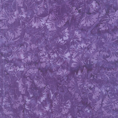 Wildflower Batiks - Ginkgo Leaves-Purple Blurple Yardage