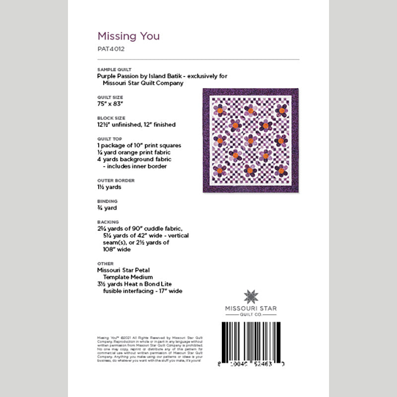 Digital Download - Missing You Quilt Pattern by Missouri Star Alternative View #1