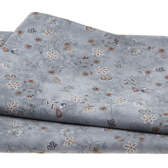 Blue Bird of Happiness - Viney Flowers Charcoal 2 Yard Cut